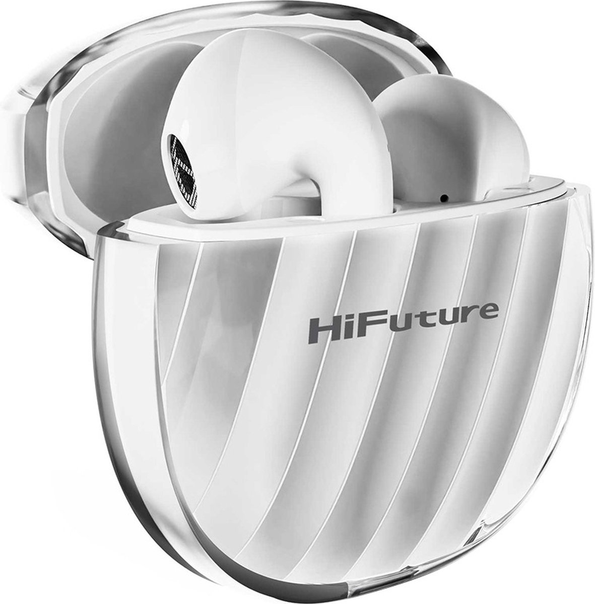 HiFuture Flybuds 3 Draadloze 5.3 Bluetooth in ear oordopjes, 4 Ingebouwde Microfoons met 30 uur speeltijd, IPX5 Waterdicht, Jogging- en Hardloopoordopjes, ENC-ruisonderdrukking voor Android en iOS,, Kleur ( Wit)