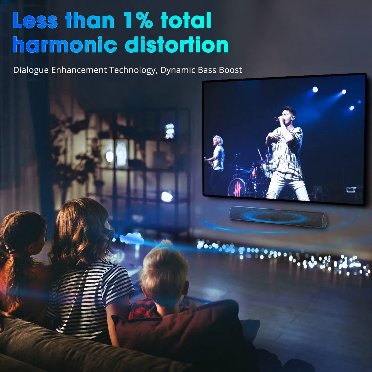 Afbeelding 2 van TKMARS soundbars voor tv - soundbar met subwoofer - Bluetooth 5.0 Soundbar - Geïntegreerde Subwoofers - TV / PC / Telefoon - Zwart
