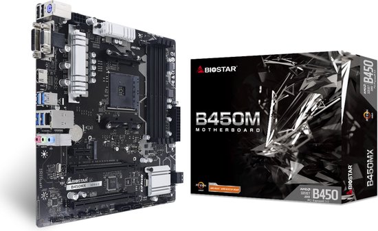 Biostar B450MX, AMD, Socket AM4, AMD Athlon, AMD Ryzen™ 3, 2nd Generation AMD Ryzen™ 3, AMD Ryzen™ 5, AMD Ryzen™ 7, 3rd..., DDR4-SDRAM, 128 GB, DIMM