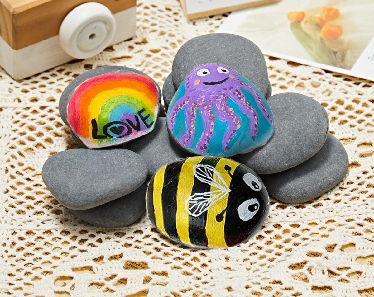 Platte stenen om te beschilderen & tuindecoreren, met de hand