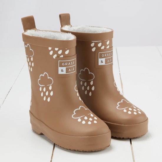 Grass & Air | Kleur Veranderende Kinder Regenlaarzen | Winter | Fudge Brown | Maat 29 (UK11)