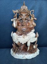 Statue en bois de Ganesh/Ganapati fait main/Inde/Asie