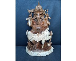 Statue en bois de Ganesh/Ganapati fait main/Inde/Asie