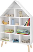Happyment Boekenkast Villa - Voor kinderen - Wit - Opbergkast - Huis vorm - Speelgoedkast kind - Kinderkamer - Boekenrek - Hout