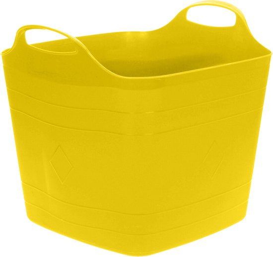 Excellent Houseware Seau flexible - 2x - jaune - 25 litres - plastique - carré - 35 x 38 cm