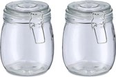 Zeller Voorraadpot/bewaarpot Alfie - 2x - 750 ml - glas - beugelsluiting - D11 x H14 cm