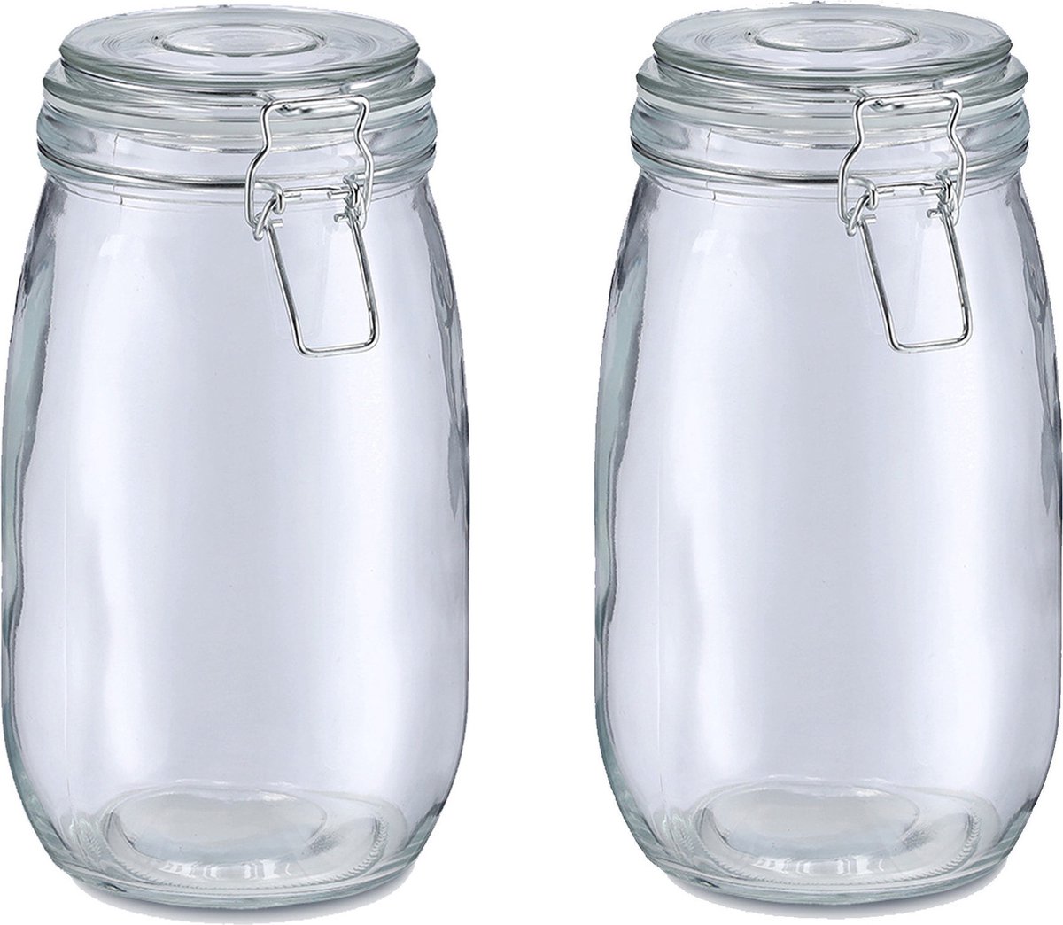 Zeller Voorraadpot/bewaarpot Alfie - 2x - 1.4L - glas - beugelsluiting - D11 x H22 cm