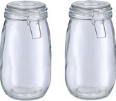 Zeller Voorraadpot/bewaarpot Alfie - 2x - 1.4L - glas - beugelsluiting - D11 x H22 cm