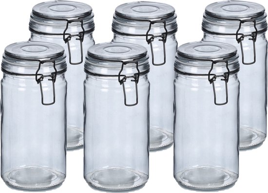 Zeller Weckpotten/inmaakpotten - 6x - 750 ml - glas - met beugelsluiting - D10 x H15 cm