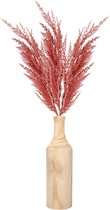 Decoratie pampasgras pluimen in houten vaas - oudroze - 100 cm - Tafel bloemstukken