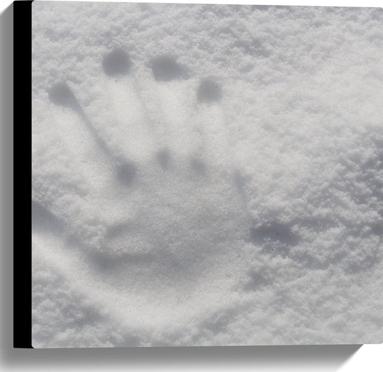 Canvas - Handafdruk - Hand - Sneeuw - Koud - 40x40 cm Foto op Canvas Schilderij (Wanddecoratie op Canvas)