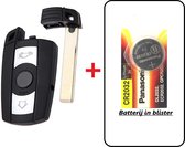 Autosleutel 3 knoppen smartkey CAS3 sleutelbehuizing + Batterij CR2032 geschikt voor Bmw sleutel / Bmw Z4 / 1/ 3 / 5 / 7 Series Bmw X1 / X3 / X5 / Bmw autosleutel.