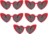 RANO - 5x Hartjes zonnebril - Rood - bride to be / vrijgezellenfeest vrouw / bachelor party / bachelorette / hart hartvorm hartenbril hartjes / valentijn