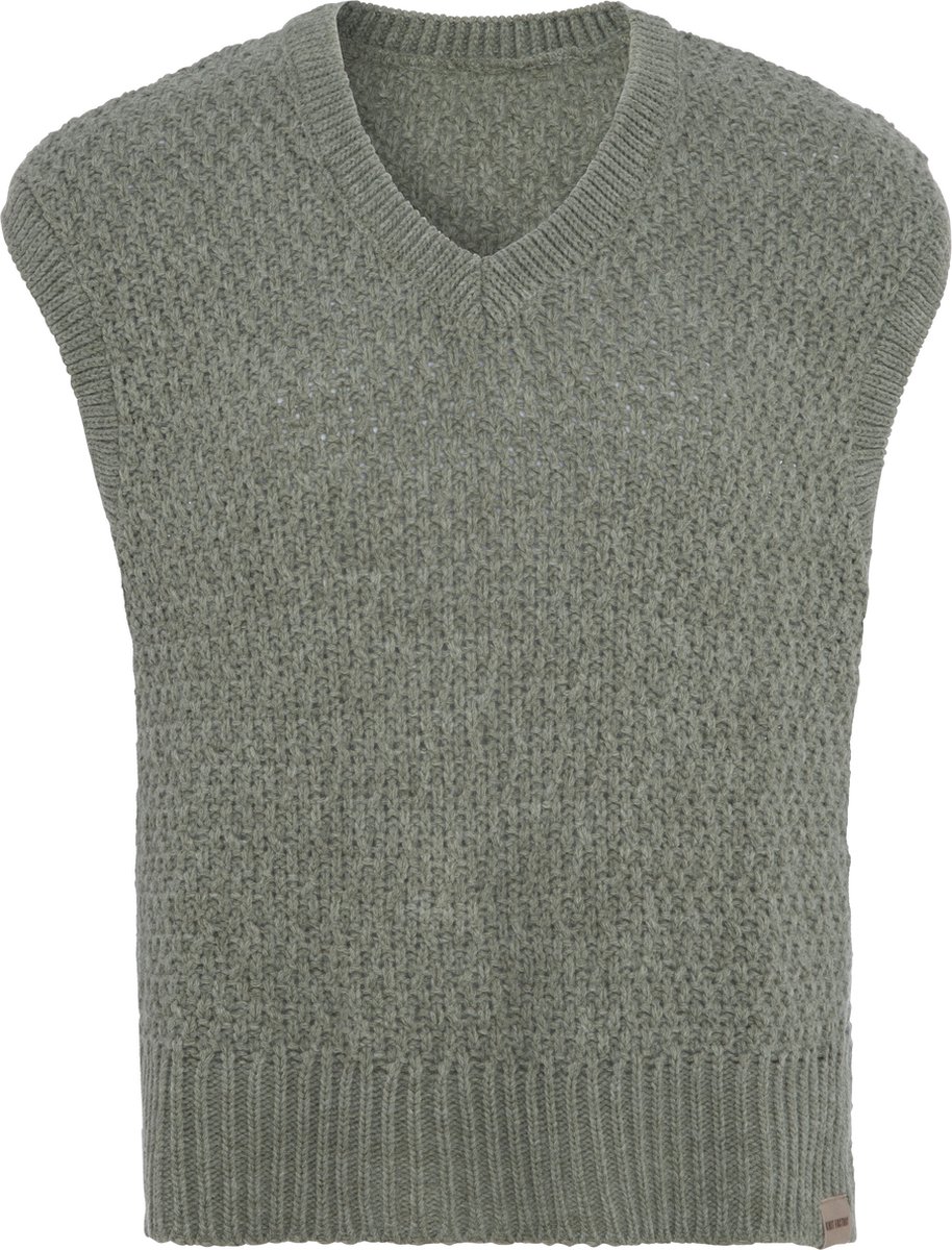 Knit Factory Luna Spencer Dames - Debardeur voor dames - Mouwloze trui - Dames Trui - Trui zonder mouwen - Urban Green - 40/42