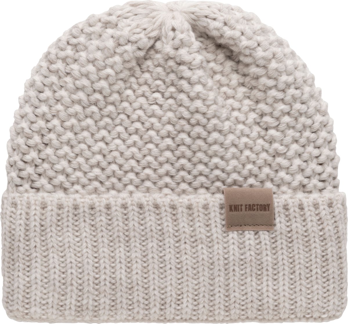 Knit Factory Carry Gebreide Muts Heren & Dames - Beanie hat - Beige - Grofgebreid - Warme Wintermuts - Unisex - One Size