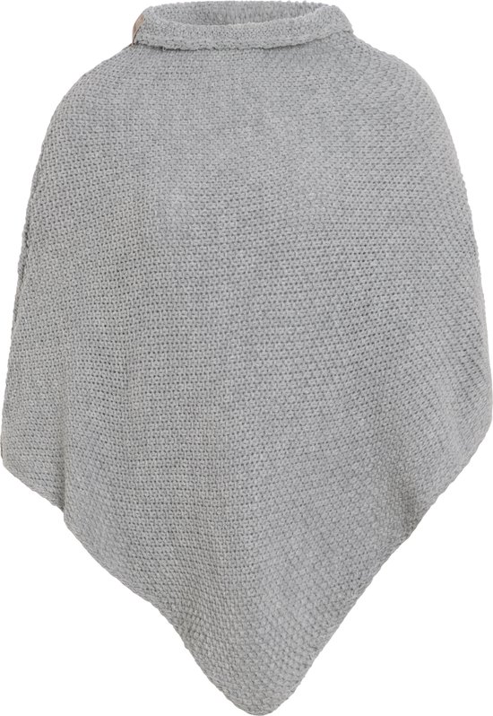 Poncho en tricot Coco Knit Factory - Avec col rond - Grijs clair - Taille unique - Y compris épingle décorative
