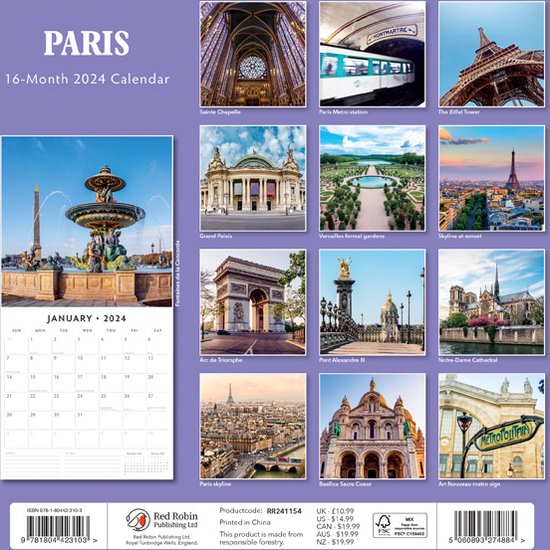 Calendrier 2024 Paris