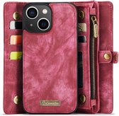 CaseMe 008 2-in-1 Book Case & Back Cover met Portemonnee - Geschikt voor iPhone 13 Hoesje - Roze
