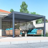 Pratt & Söhne Abri de terrasse Rivièra 4x3 m - Auvent de jardin avec lattes inclinables pour protection solaire - Véranda en aluminium et résistante aux intempéries - Anthracite