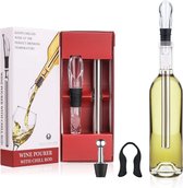 Wijnkoelstaaf van roestvrij staal, wijnkoeler, set flessenkoeler + karaf 3-in-1 premium wijnaccessoires met wijnkurk + wijnflesjes capsulesnijder voor witte wijn, rode wijn, cadeaus voor wijnliefhebbers