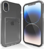 Transparant hoesje geschikt voor iPhone Xr hoesje - Zwart hoesje met pashouder hoesje bumper - Doorzichtig case hoesje met shockproof bumpers