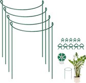 4 stuks plantenondersteuning metalen plantpen - met plantenclip tuin draaibare stropdas plantenkooi halfronde plantondersteuningsring voor tomaten hortensia