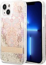 Guess Paisley Liquid Glitter Back Case - Geschikt voor Apple iPhone 14 Plus (6.7") - Goud