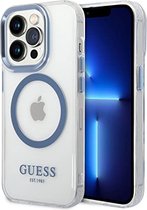 Guess Translucent Back Case (MagSafe Compatible) - Geschikt voor Apple iPhone 14 Pro (6.1") - Blauw