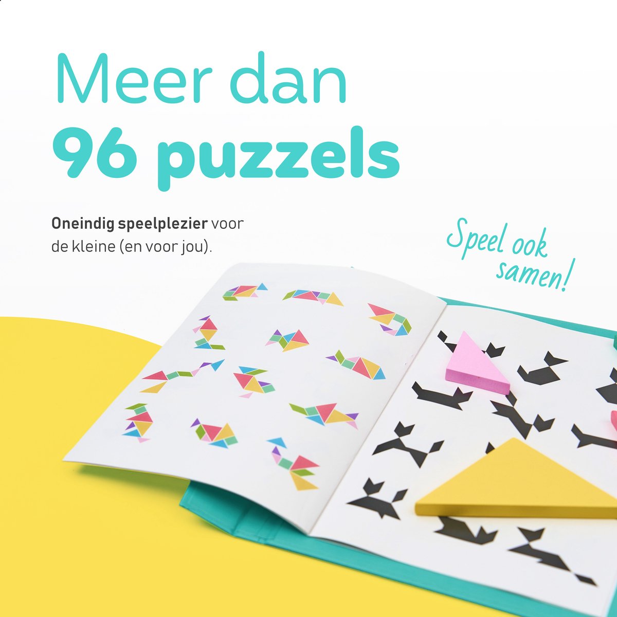 Fesio Tangram Puzzel Magnetisch voor Peuters en Kleuters - Puzzelboek/Magneetboek/Houten Vormenpuzzel - Turquoise — afbeelding 7