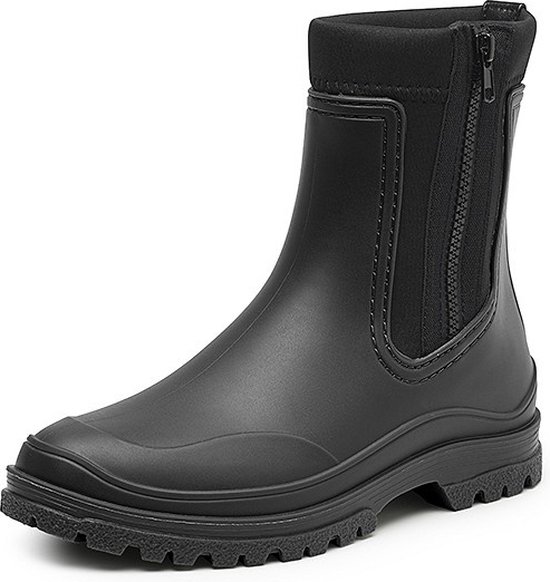 Gevavi Bottes pour femmes - Jill botte femme PVC / néoprène avec fermeture éclair noir