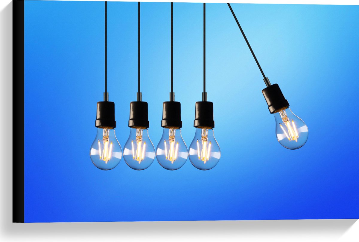 Canvas - Gloeilamp - Verlicht - Hangen - 60x40 cm Foto op Canvas Schilderij (Wanddecoratie