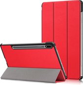 Tri-Fold Book Case met Wake/Sleep - Geschikt voor Samsung Galaxy Tab S7 FE / S7 Plus / S8 Plus Hoesje - Rood