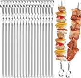 20 pièces brochettes de grill, brochettes de grill 38 cm, acier inoxydable, brochettes de chachlik, brochettes de viande pour barbecue, brochettes de grill longues, brochettes de kebab, grill pour feu de camp ou plateau de grill