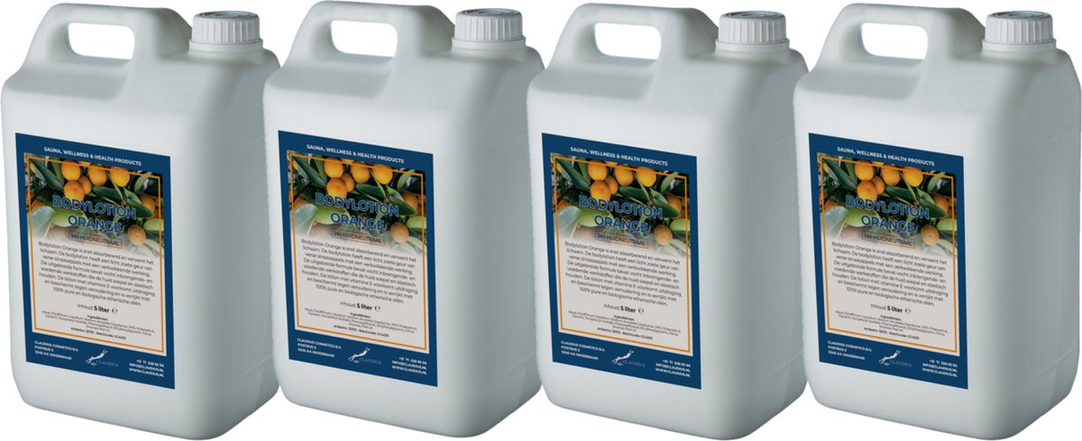 Bodylotion Orange 5 Liter - set van 4 stuks - navulling - Voordeelverpakking