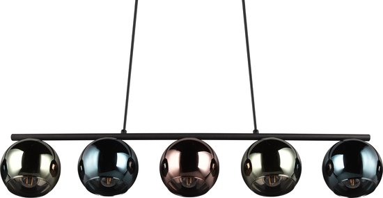 REALITY SHELDON Hanglamp - Zwart met multicolor glas