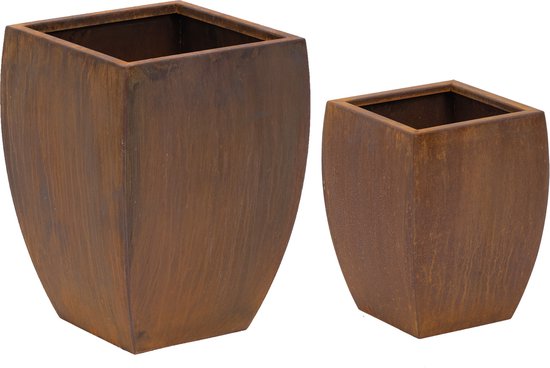 Royal Catering Plantenbak - set van 2 - cortenstaal - conisch/rond - roestrood - Royal Catering