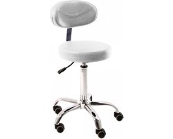 Witte Roterende Zadelkruk Met Rugleuning Op Wieltjes | Tattoo, Visagie, PMU, Beautysalon, Nagelstudio, Make-up | Kruk | Stoel | Workstation | Salon & Studio Inrichting | Tatoeage Studio | Spa | Massage Tafel | Schoonheidssalon