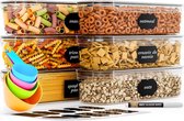 Luchtdichte voedselopslagcontainerset - ideaal voor pasta, spaghetti en noedels - allemaal dezelfde grootte - keukenvoorraadkast organisatie en opslag - plastic bussen met duurzame deksels (6)