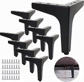 Set van 8 zwarte metalen meubelpoten 15 cm