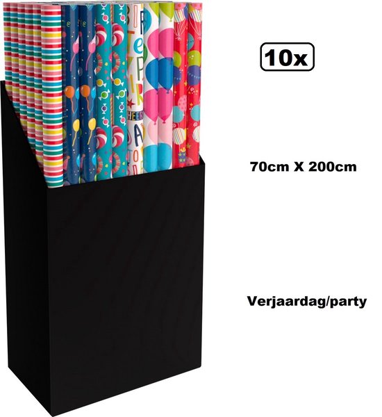 Papier Cadeau Anniversaire - Lot De 6 Feuilles 70x100 Cm - Motifs Multicolores - Pour Enfants & Adultes - Avec Accessoires