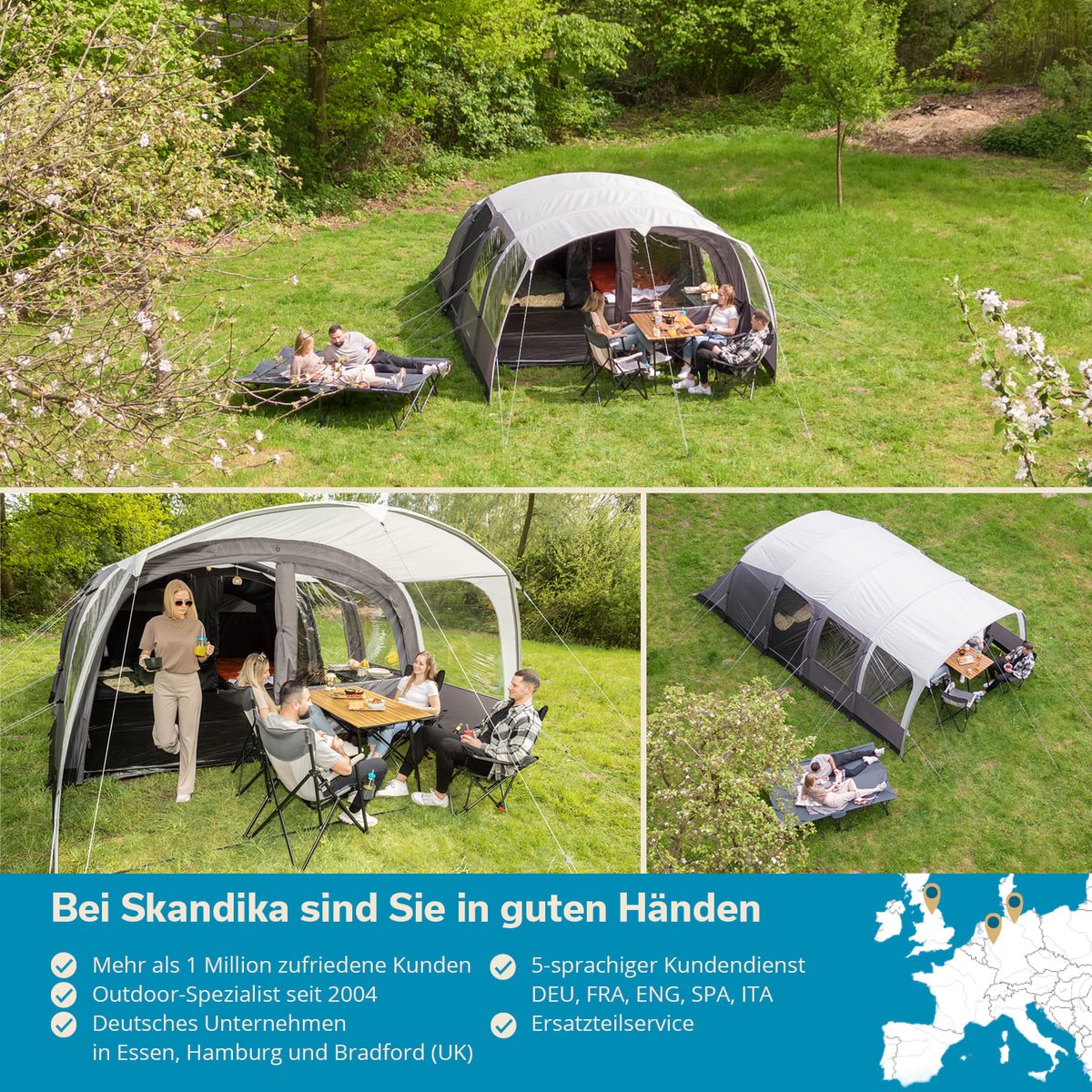 Skandika Timola 6 Air Tenda Da Campeggio Gonfiabile Per 6 Persone | Con/senza Tecnologia Sleeper, Colonna D'acqua 4000 Mm, Altezza 220 Cm, Telone (6 Persone - Sleeper XL