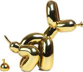 Leuk honden beeld - Decoratie hond - Binnen - Ambacht - Ballon look - Poepende hond - Inclusief 'drol' - Cadeau - Kado