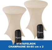 Statafelrok Champagne x 2 – ∅ 80-85 x 110 cm - Statafelhoes met Draagtas - Luxe Extra Dikke Stretch Sta Tafelrok voor Statafel – Kras- en Kreukvrije Hoes