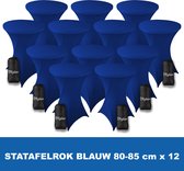 Statafelrok Blauw x 12 – ∅ 80-85 x 110 cm - Statafelhoes met Draagtas - Luxe Extra Dikke Stretch Sta Tafelrok voor Statafel – Kras- en Kreukvrije Hoes