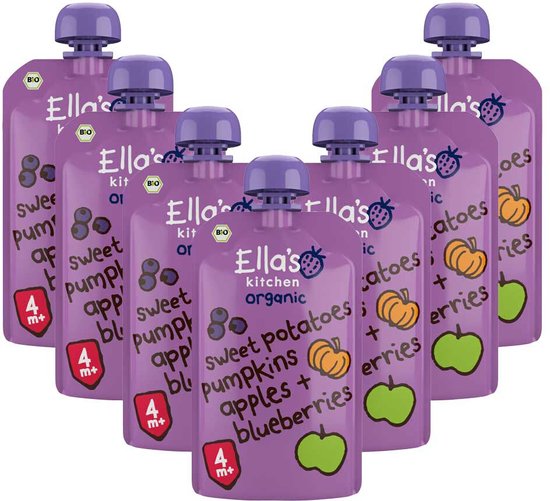 Ella's kitchen Knijpzakje 4+ m Appel Zoete aardappel Pompoen Bosbessen 120 gr - 7x 120 gr - Voordeelverpakking van Ella's Kitchen — afbeelding 3