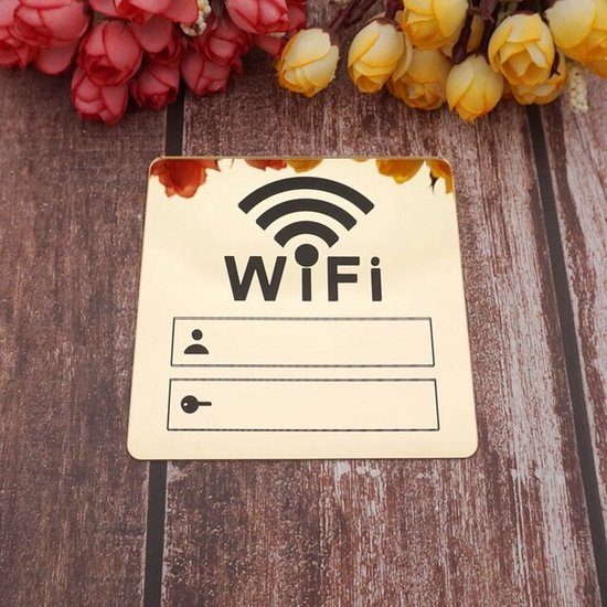 CHPN - Wifi bord - Wifi - WIFI informatie - Wifi wachtwoord - WIFI board - Kantoor accessoire - Goud - Universeel - Herschrijfbaar