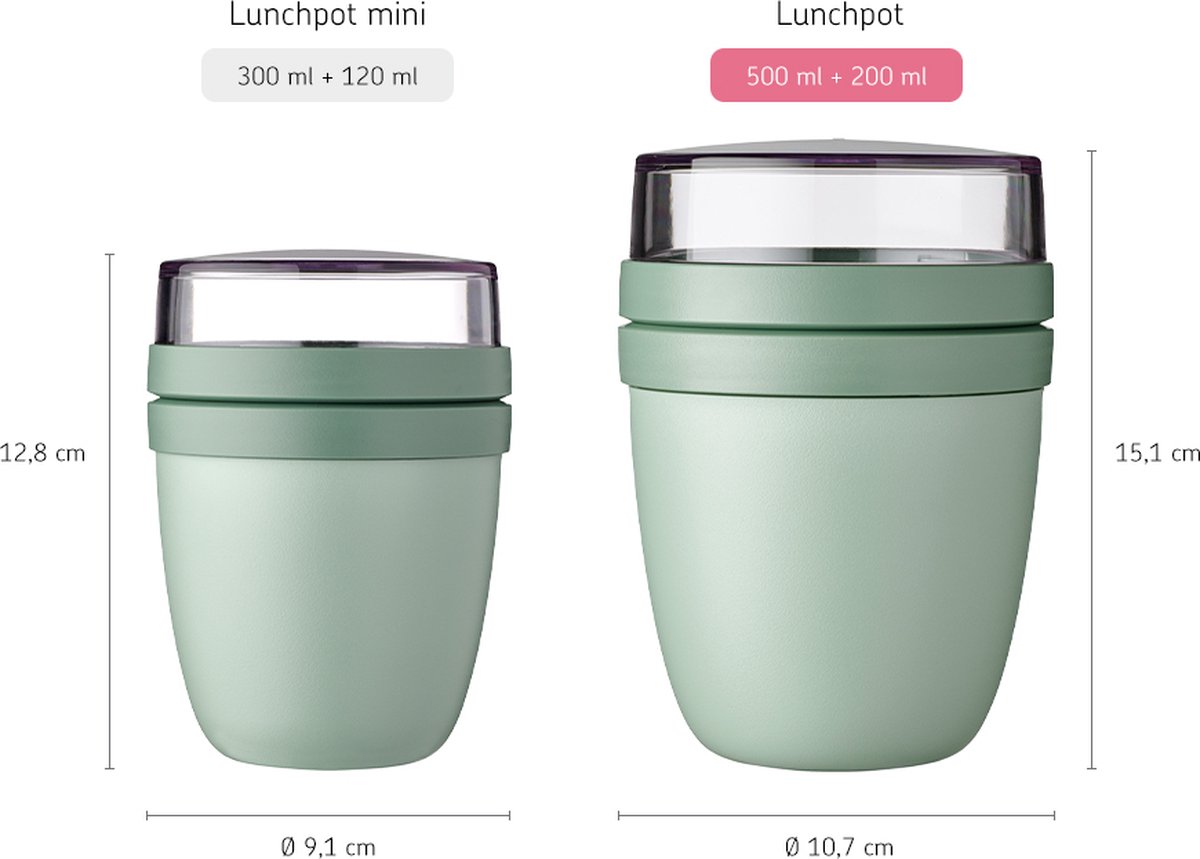 Mepal Lunchpot Ellipse - 500 ml - Yoghurt en Muesli beker to go - Geschikt voor vriezer. magnetron en vaatwasser - Nordic black — afbeelding 2
