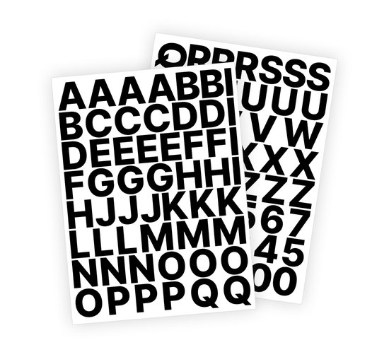 Foto: Letter stickers plakletters stickervellen set zwart 3cm hoog geschikt voor binnen en buiten standaard lettertype glans