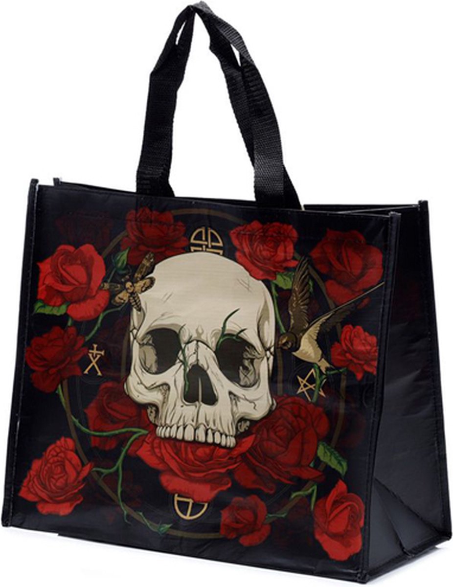 Boodschappentas Schedel & Rozen Duurzame RPET Shopper Tas - 33x40x17cm