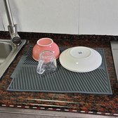 Afdruipmat van siliconen, extra groot, hittebestendig en antislip afdruiprooster, rubberen mat voor het drogen van servies en glazen (43 x 33 cm, grijs)